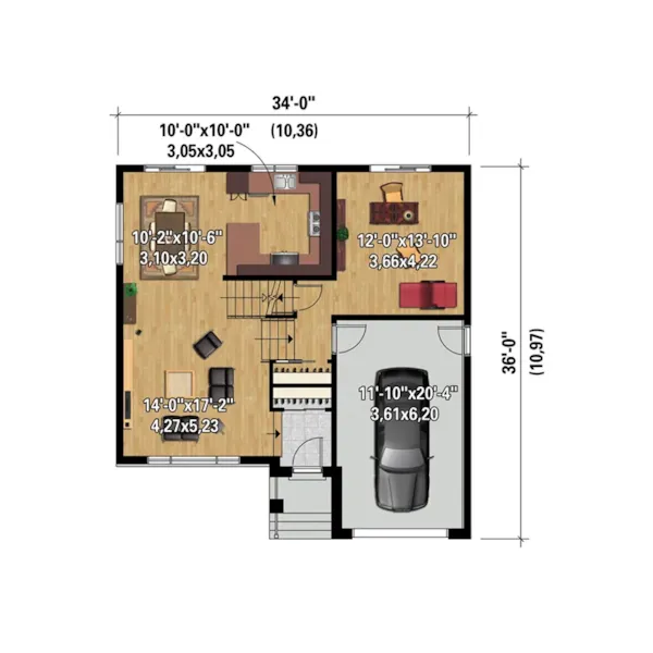 Modern House Plan 3D First Floor - Sona Prairie Modern Home 126D-0550 - Shop House Plans and More