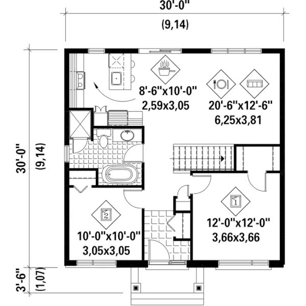 Contemporary House Plan First Floor - Shields Contemporary Home 126D-0551 - Shop House Plans and More