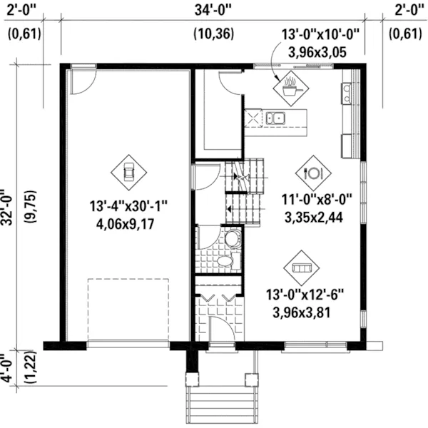 Prairie House Plan First Floor - Spiro Modern Prairie Home 126D-0554 - Shop House Plans and More