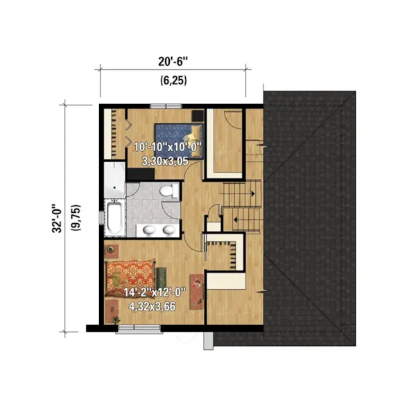 Prairie House Plan 3D Second Floor - Spiro Modern Prairie Home 126D-0554 - Shop House Plans and More