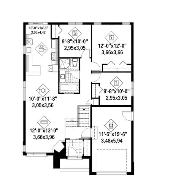 Ranch House Plan First Floor - Waldo Contemporary Home 126D-0557 - Shop House Plans and More