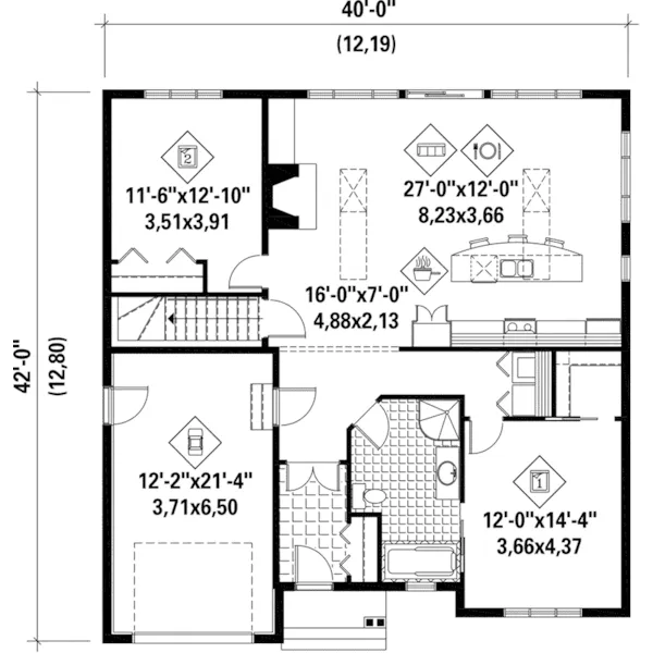 Victorian House Plan First Floor - Elmer Cliff Country Ranch Home 126D-0566 - Search House Plans and More