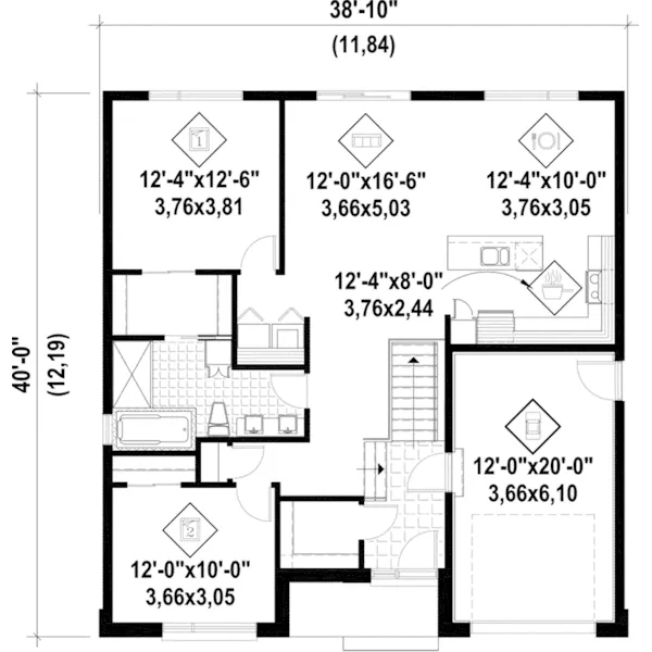 Prairie House Plan First Floor - Ford Prairie Modern Home 126D-0569 - Search House Plans and More