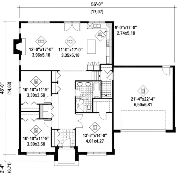 Traditional House Plan First Floor - Garson Hill Traditional Ranch Home 126D-0570 - Search House Plans and More