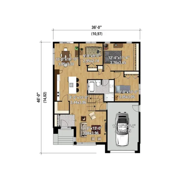 Modern House Plan 3D First Floor - Jacob Modern Home 126D-0572 - Search House Plans and More