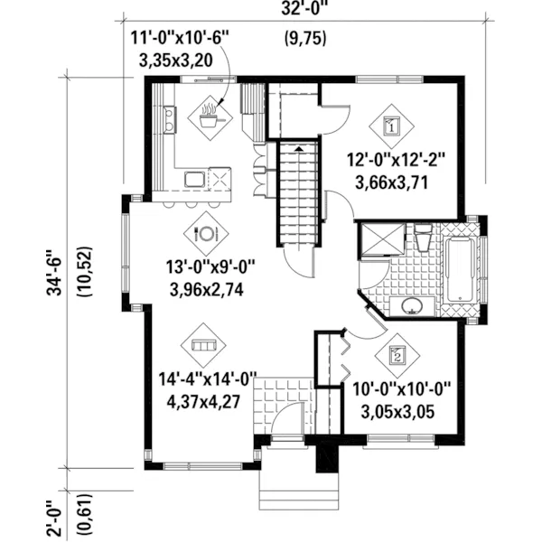 Craftsman House Plan First Floor - Kiowa Rustic Modern Home 126D-0573 - Search House Plans and More