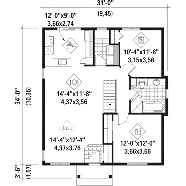 European House Plan First Floor - Laurens Ridge Country Home 126D-0575 - Shop House Plans and More