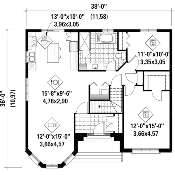 Country French House Plan First Floor - Misty Valley European Home 126D-0579 - Shop House Plans and More