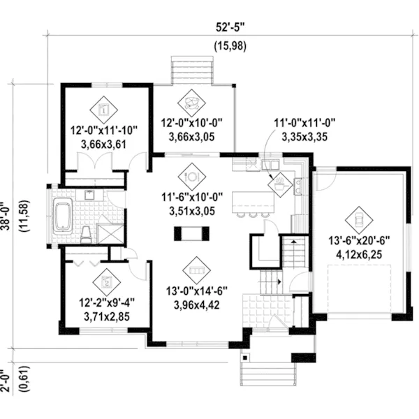 Ranch House Plan First Floor - Mesa Canyon Modern Home 126D-0581 - Shop House Plans and More