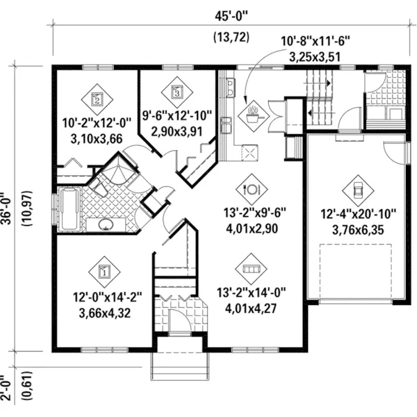 Ranch House Plan First Floor - Parson Falls Traditional Home 126D-0583 - Shop House Plans and More