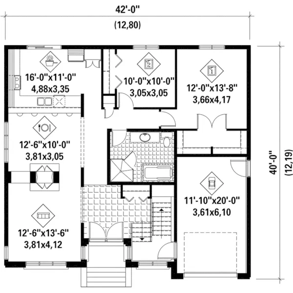 European House Plan First Floor - Seval Modern Home 126D-0586 - Shop House Plans and More