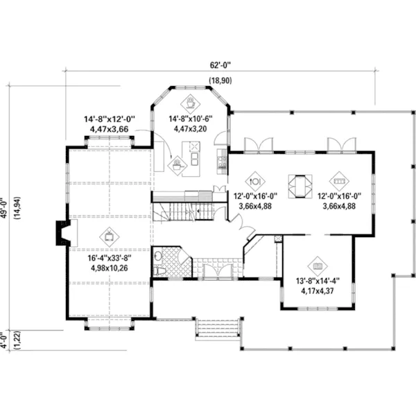 Victorian House Plan First Floor - Wallace Bend Country Home 126D-0590 - Shop House Plans and More