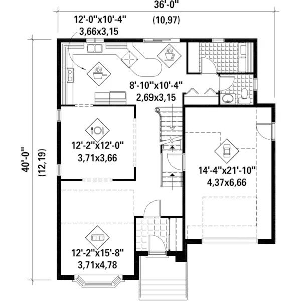 Country French House Plan First Floor - Windwood Traditional Home 126D-0596 - Shop House Plans and More