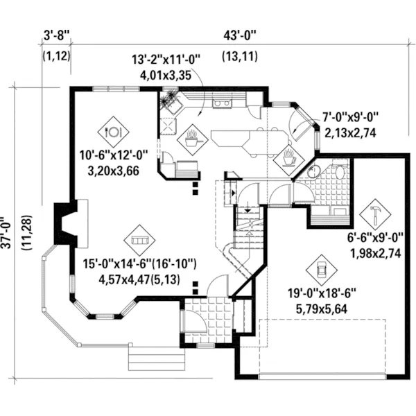 Cape Cod & New England House Plan First Floor - Libbey Bay Victorian Home 126D-0611 - Shop House Plans and More