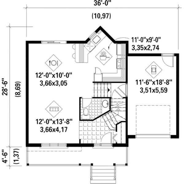 European House Plan First Floor - Landy Country Home 126D-0613 - Shop House Plans and More