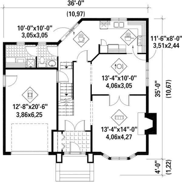 Country French House Plan First Floor - Krauss European Home 126D-0615 - Search House Plans and More