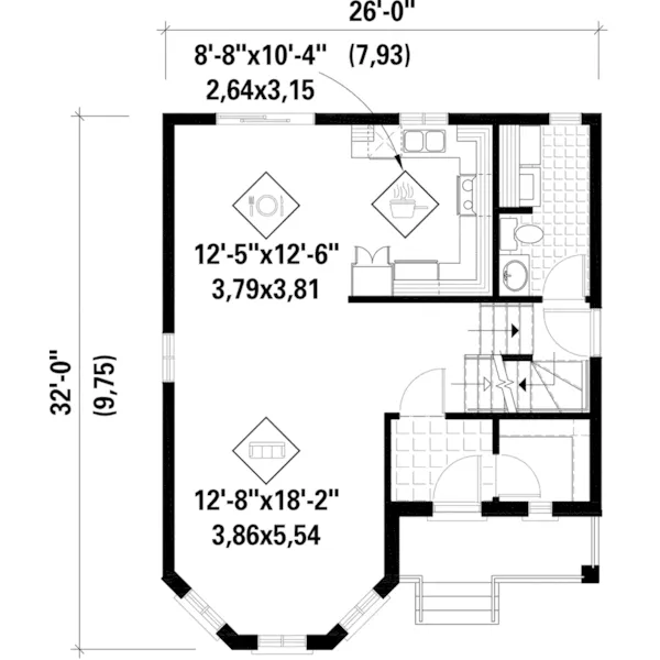 Victorian House Plan First Floor - Humbert Narrow Lot Home 126D-0618 - Search House Plans and More