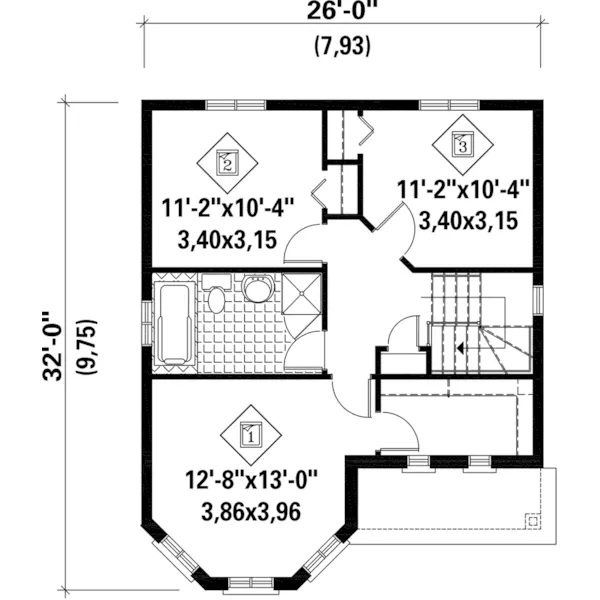 Victorian House Plan Second Floor - Humbert Narrow Lot Home 126D-0618 - Search House Plans and More