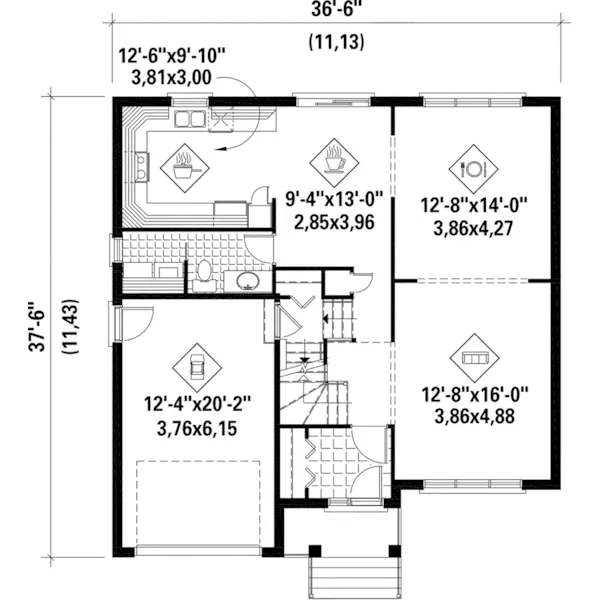 Craftsman House Plan First Floor - Gulliver Ridge Traditional Home 126D-0620 - Search House Plans and More