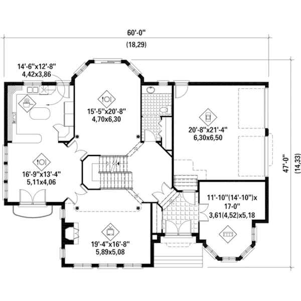 Cape Cod & New England House Plan First Floor - Edena European Luxury Home 126D-0622 - Search House Plans and More