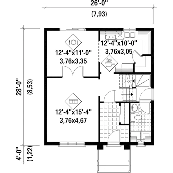 Country House Plan First Floor - Earvin Narrow Lot Home 126D-0623 - Search House Plans and More