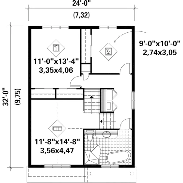 European House Plan Second Floor - Fabian Lane Narrow Lot Home 126D-0633 - Search House Plans and More