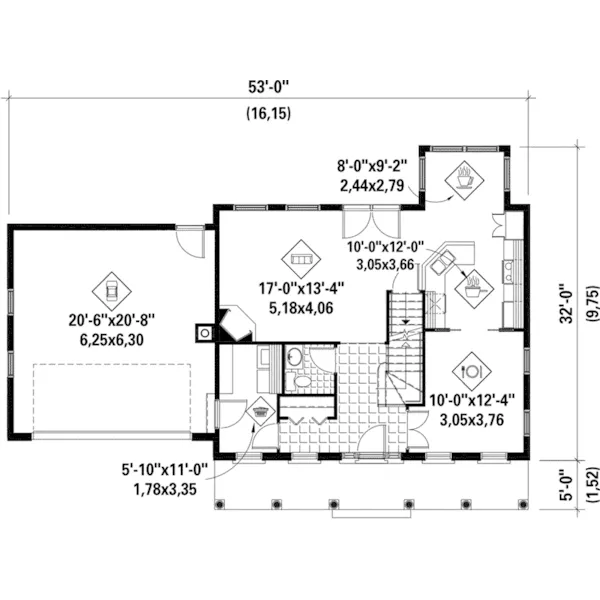 Colonial House Plan First Floor - Schiller Creek Colonial Home 126D-0642 - Shop House Plans and More