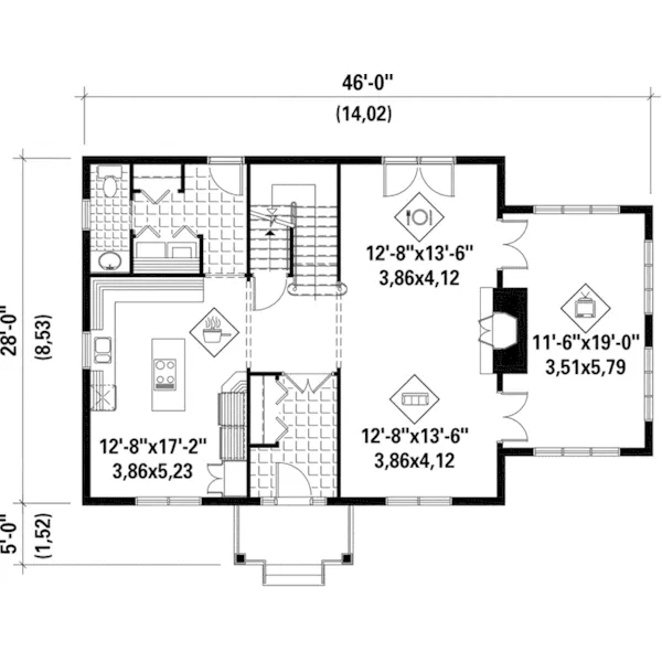 Cape Cod & New England House Plan First Floor - Federal Hill Colonial Home 126D-0646 - Search House Plans and More