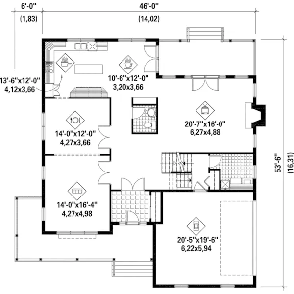 Victorian House Plan First Floor - Patti Field Country Home 126D-0654 - Shop House Plans and More