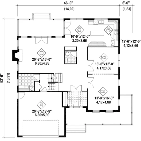 Craftsman House Plan First Floor - Robison Ridge Traditional Home 126D-0656 - Shop House Plans and More