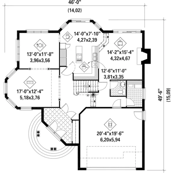 Victorian House Plan First Floor - Terrwyn European Home 126D-0659 - Shop House Plans and More