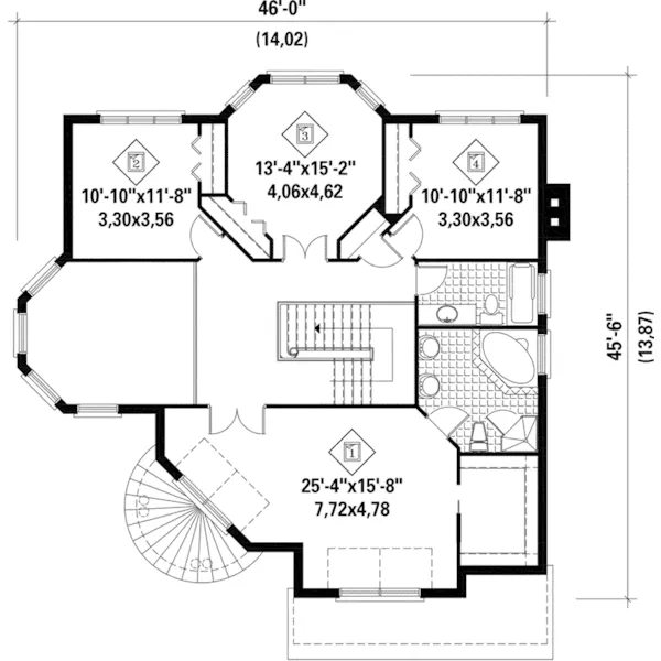 Victorian House Plan Second Floor - Terrwyn European Home 126D-0659 - Shop House Plans and More