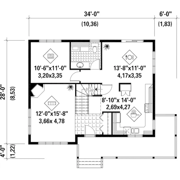 European House Plan First Floor - Cindy Circle Country Home 126D-0663 - Search House Plans and More