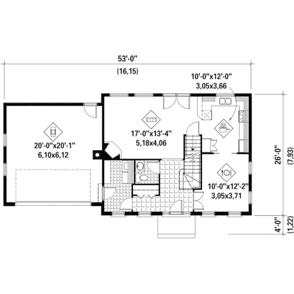 Cape Cod & New England House Plan First Floor - Baymont Early American Home 126D-0665 - Search House Plans and More