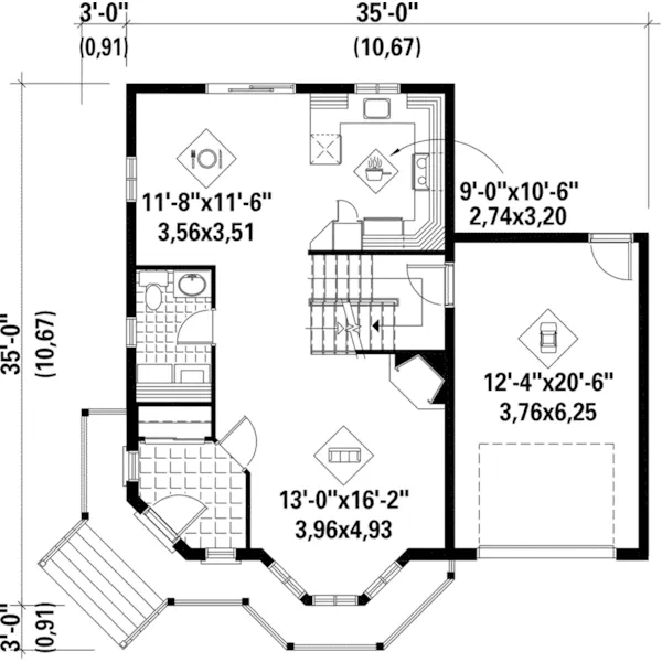 Cape Cod & New England House Plan First Floor - Fowler Hill Country Home 126D-0675 - Search House Plans and More