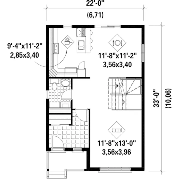 Victorian House Plan First Floor - Wolcott Circle Narrow Lot Home 126D-0679 - Shop House Plans and More