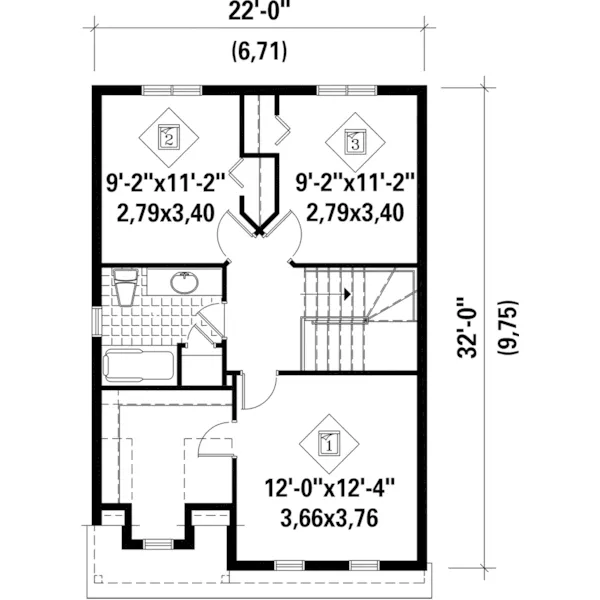 Victorian House Plan Second Floor - Wolcott Circle Narrow Lot Home 126D-0679 - Shop House Plans and More