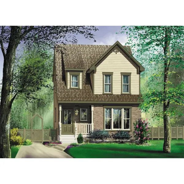 Victorian House Plan Front of Home - Wolcott Circle Narrow Lot Home 126D-0679 - Shop House Plans and More