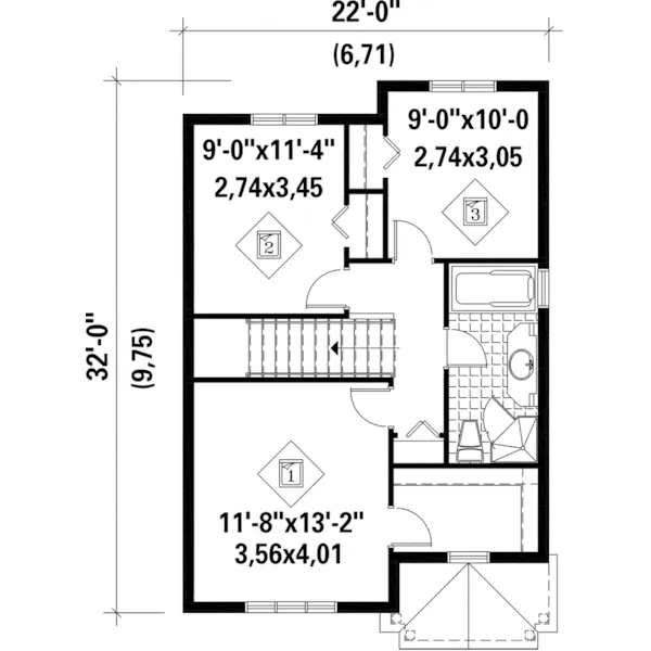 Cape Cod & New England House Plan Second Floor - Swift Hollow Narrow Lot Home 126D-0686 - Shop House Plans and More