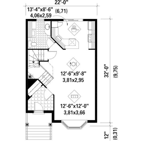 Cape Cod & New England House Plan First Floor - Morgan Landing Town House 126D-0692 - Shop House Plans and More