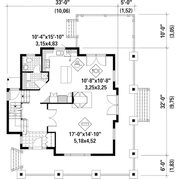 Cape Cod & New England House Plan First Floor - Loren Creek Country Farmhouse 126D-0696 - Shop House Plans and More