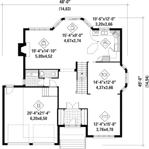 Cape Cod & New England House Plan First Floor - Joelle Bay European Home 126D-0698 - Search House Plans and More