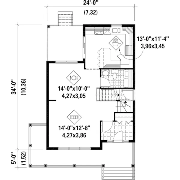 European House Plan First Floor - Menard Mill Country Home 126D-0700 - Shop House Plans and More