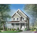 European House Plan Front of Home - Menard Mill Country Home 126D-0700 - Shop House Plans and More