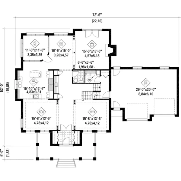 European House Plan First Floor - Pershing Way Traditional Home 126D-0701 - Shop House Plans and More