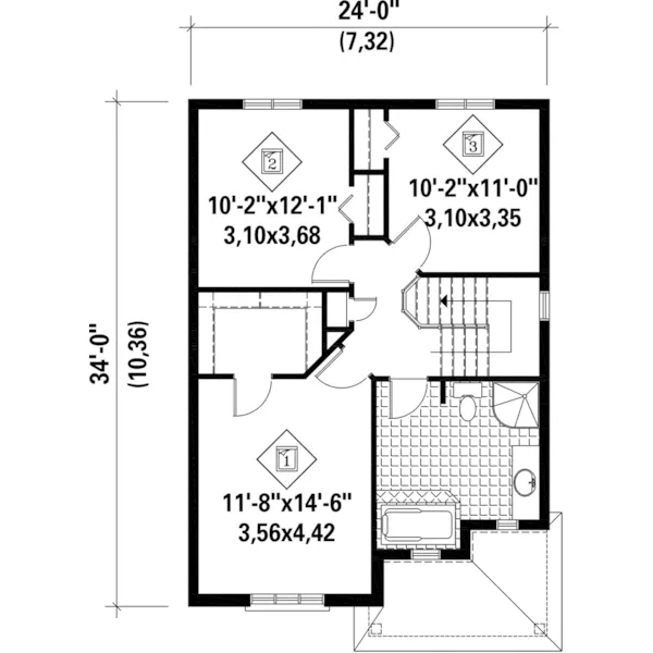 Cape Cod & New England House Plan Second Floor - Randall Pass Narrow Lot Home 126D-0702 - Shop House Plans and More