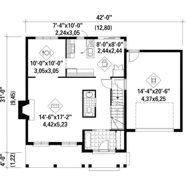 Country French House Plan First Floor - Sandy Falls Traditional Home 126D-0713 - Shop House Plans and More