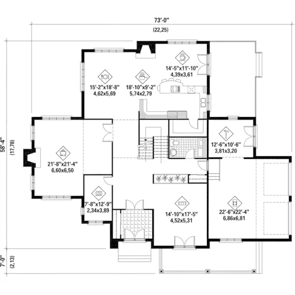 Country French House Plan First Floor - Ladarius Traditional Home 126D-0714 - Shop House Plans and More