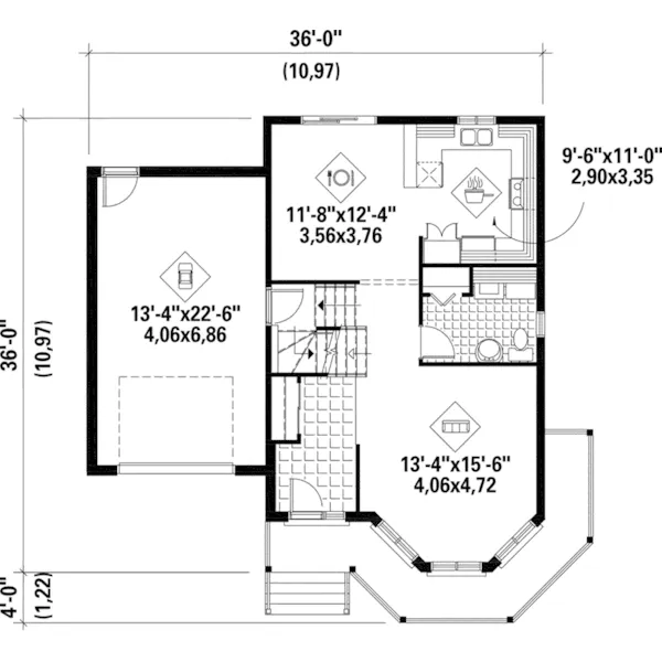 Cape Cod & New England House Plan First Floor - Calico Victorian Home 126D-0724 - Search House Plans and More