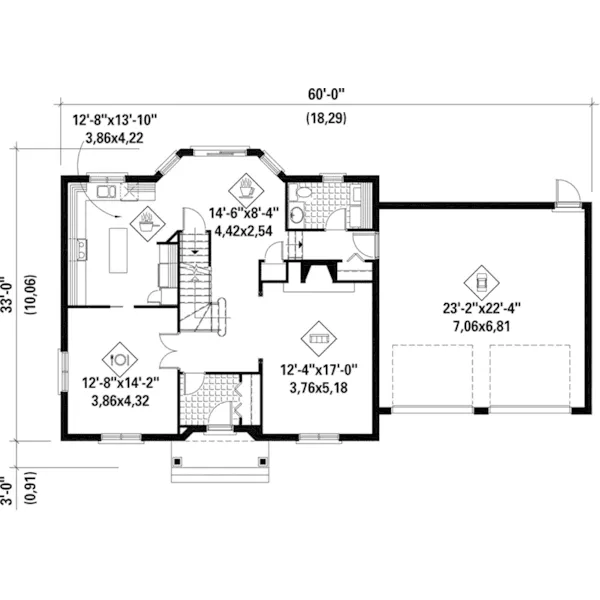 Country House Plan First Floor - Baker Georgian Style Home 126D-0728 - Search House Plans and More